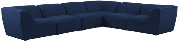 Miramar Linen Textured Fabric / Engineered Wood / Foam Contemporary Navy Durable Linen Textured Modular Sectional - 142" W x 109" D x 28.5" H