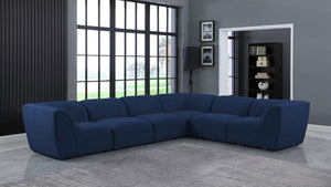 Miramar Linen Textured Fabric / Engineered Wood / Foam Contemporary Navy Durable Linen Textured Modular Sectional - 142" W x 109" D x 28.5" H