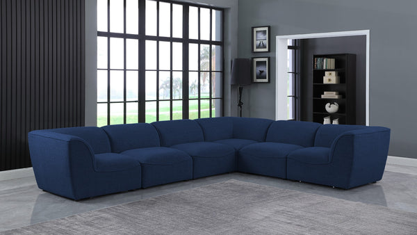 Miramar Linen Textured Fabric / Engineered Wood / Foam Contemporary Navy Durable Linen Textured Modular Sectional - 142" W x 109" D x 28.5" H