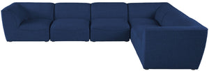 Miramar Linen Textured Fabric / Engineered Wood / Foam Contemporary Navy Durable Linen Textured Modular Sectional - 142" W x 109" D x 28.5" H