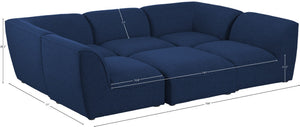 Miramar Linen Textured Fabric / Engineered Wood / Foam Contemporary Navy Durable Linen Textured Modular Sectional - 109" W x 71" D x 28.5" H
