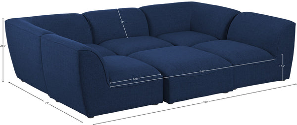 Miramar Linen Textured Fabric / Engineered Wood / Foam Contemporary Navy Durable Linen Textured Modular Sectional - 109" W x 71" D x 28.5" H