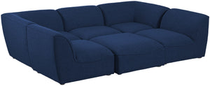 Miramar Linen Textured Fabric / Engineered Wood / Foam Contemporary Navy Durable Linen Textured Modular Sectional - 109" W x 71" D x 28.5" H