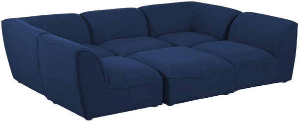 Miramar Linen Textured Fabric / Engineered Wood / Foam Contemporary Navy Durable Linen Textured Modular Sectional - 109" W x 71" D x 28.5" H