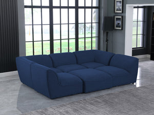 Miramar Linen Textured Fabric / Engineered Wood / Foam Contemporary Navy Durable Linen Textured Modular Sectional - 109" W x 71" D x 28.5" H