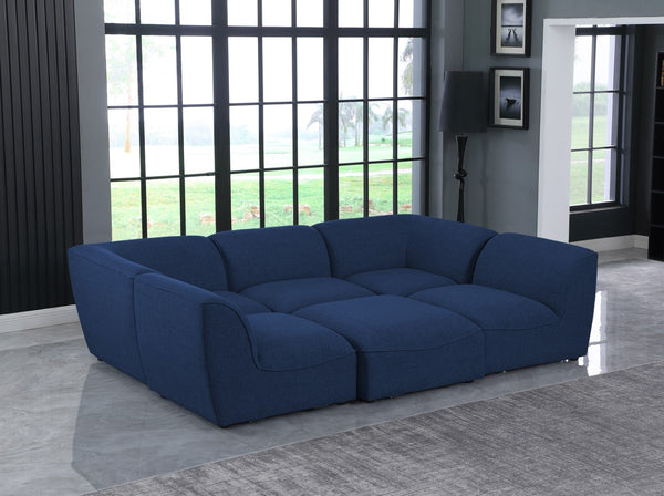 Miramar Linen Textured Fabric / Engineered Wood / Foam Contemporary Navy Durable Linen Textured Modular Sectional - 109" W x 71" D x 28.5" H