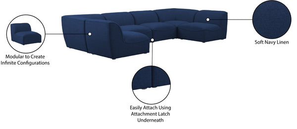 Miramar Linen Textured Fabric / Engineered Wood / Foam Contemporary Navy Durable Linen Textured Modular Sectional - 142" W x 71" D x 28.5" H