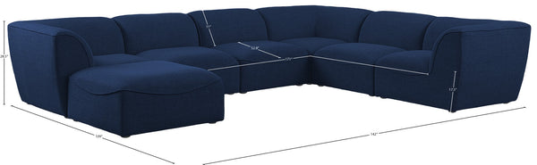 Miramar Linen Textured Fabric / Engineered Wood / Foam Contemporary Navy Durable Linen Textured Modular Sectional - 142" W x 109" D x 28.5" H