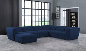 Miramar Linen Textured Fabric / Engineered Wood / Foam Contemporary Navy Durable Linen Textured Modular Sectional - 142" W x 109" D x 28.5" H