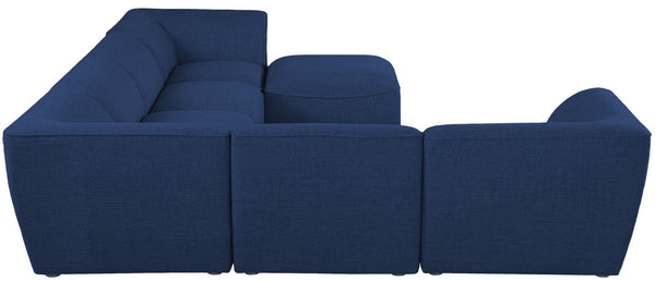 Miramar Linen Textured Fabric / Engineered Wood / Foam Contemporary Navy Durable Linen Textured Modular Sectional - 142" W x 109" D x 28.5" H