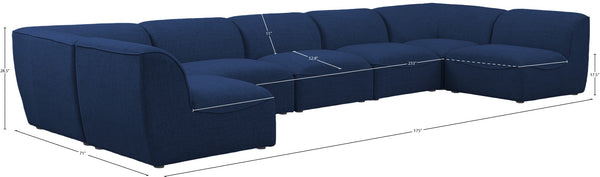 Miramar Linen Textured Fabric / Engineered Wood / Foam Contemporary Navy Durable Linen Textured Modular Sectional - 175" W x 71" D x 28.5" H