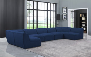 Miramar Linen Textured Fabric / Engineered Wood / Foam Contemporary Navy Durable Linen Textured Modular Sectional - 175" W x 71" D x 28.5" H