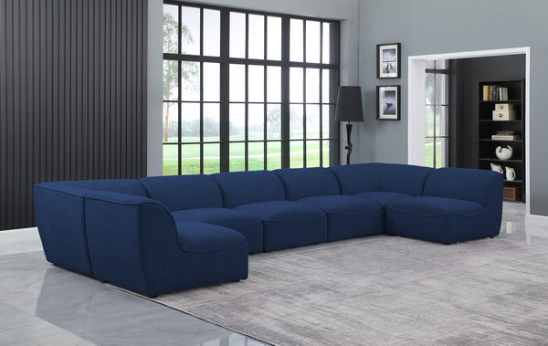 Miramar Linen Textured Fabric / Engineered Wood / Foam Contemporary Navy Durable Linen Textured Modular Sectional - 175" W x 71" D x 28.5" H