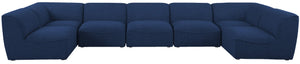 Miramar Linen Textured Fabric / Engineered Wood / Foam Contemporary Navy Durable Linen Textured Modular Sectional - 175" W x 71" D x 28.5" H