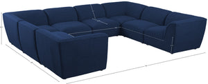 Miramar Linen Textured Fabric / Engineered Wood / Foam Contemporary Navy Durable Linen Textured Modular Sectional - 142" W x 109" D x 28.5" H