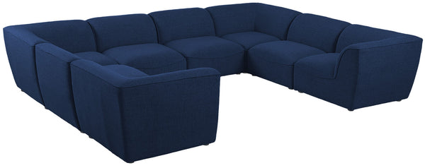 Miramar Linen Textured Fabric / Engineered Wood / Foam Contemporary Navy Durable Linen Textured Modular Sectional - 142" W x 109" D x 28.5" H