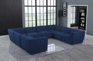 Miramar Linen Textured Fabric / Engineered Wood / Foam Contemporary Navy Durable Linen Textured Modular Sectional - 142" W x 109" D x 28.5" H