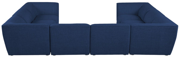 Miramar Linen Textured Fabric / Engineered Wood / Foam Contemporary Navy Durable Linen Textured Modular Sectional - 142" W x 109" D x 28.5" H