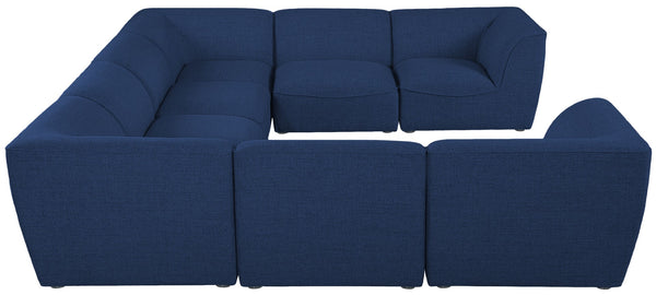 Miramar Linen Textured Fabric / Engineered Wood / Foam Contemporary Navy Durable Linen Textured Modular Sectional - 142" W x 109" D x 28.5" H