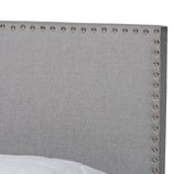 Baxton Studio Ramon Modern and Contemporary Grey Linen Fabric Upholstered Full Size Panel Bed with Nailhead Trim