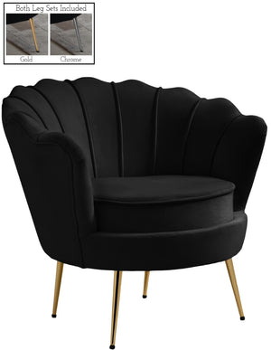 Gardenia Velvet / Engineered Wood / Metal / Foam Contemporary Black Velvet Chair - 32" W x 31" D x 31" H