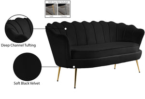 Gardenia Velvet / Engineered Wood / Metal / Foam Contemporary Black Velvet Loveseat - 60" W x 31" D x 31" H