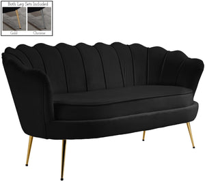 Gardenia Velvet / Engineered Wood / Metal / Foam Contemporary Black Velvet Loveseat - 60" W x 31" D x 31" H