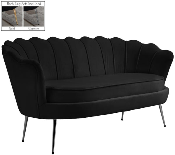 Gardenia Velvet / Engineered Wood / Metal / Foam Contemporary Black Velvet Loveseat - 60" W x 31" D x 31" H