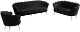 Gardenia Velvet / Engineered Wood / Metal / Foam Contemporary Black Velvet Loveseat - 60" W x 31" D x 31" H