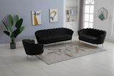 Gardenia Velvet / Engineered Wood / Metal / Foam Contemporary Black Velvet Loveseat - 60" W x 31" D x 31" H