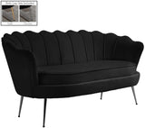 Gardenia Velvet / Engineered Wood / Metal / Foam Contemporary Black Velvet Loveseat - 60" W x 31" D x 31" H