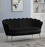 Gardenia Velvet / Engineered Wood / Metal / Foam Contemporary Black Velvet Loveseat - 60" W x 31" D x 31" H