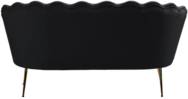 Gardenia Velvet / Engineered Wood / Metal / Foam Contemporary Black Velvet Loveseat - 60" W x 31" D x 31" H