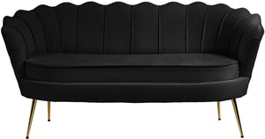 Gardenia Velvet / Engineered Wood / Metal / Foam Contemporary Black Velvet Loveseat - 60" W x 31" D x 31" H