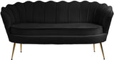 Gardenia Velvet / Engineered Wood / Metal / Foam Contemporary Black Velvet Loveseat - 60" W x 31" D x 31" H