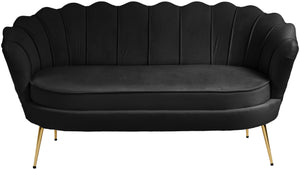 Gardenia Velvet / Engineered Wood / Metal / Foam Contemporary Black Velvet Loveseat - 60" W x 31" D x 31" H