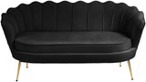 Gardenia Velvet / Engineered Wood / Metal / Foam Contemporary Black Velvet Loveseat - 60" W x 31" D x 31" H