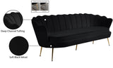 Gardenia Velvet / Engineered Wood / Metal / Foam Contemporary Black Velvet Sofa - 80" W x 31" D x 31" H