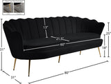 Gardenia Velvet / Engineered Wood / Metal / Foam Contemporary Black Velvet Sofa - 80" W x 31" D x 31" H