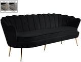 Gardenia Velvet / Engineered Wood / Metal / Foam Contemporary Black Velvet Sofa - 80" W x 31" D x 31" H