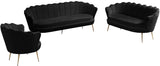 Gardenia Velvet / Engineered Wood / Metal / Foam Contemporary Black Velvet Sofa - 80" W x 31" D x 31" H