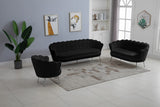 Gardenia Velvet / Engineered Wood / Metal / Foam Contemporary Black Velvet Sofa - 80" W x 31" D x 31" H