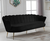 Gardenia Velvet / Engineered Wood / Metal / Foam Contemporary Black Velvet Sofa - 80" W x 31" D x 31" H