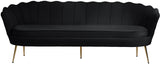 Gardenia Velvet / Engineered Wood / Metal / Foam Contemporary Black Velvet Sofa - 80" W x 31" D x 31" H