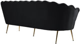 Gardenia Velvet / Engineered Wood / Metal / Foam Contemporary Black Velvet Sofa - 80" W x 31" D x 31" H