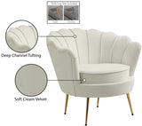 Gardenia Velvet / Engineered Wood / Metal / Foam Contemporary Cream Velvet Chair - 32" W x 31" D x 31" H