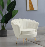 Gardenia Velvet / Engineered Wood / Metal / Foam Contemporary Cream Velvet Chair - 32" W x 31" D x 31" H