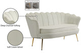 Gardenia Velvet / Engineered Wood / Metal / Foam Contemporary Cream Velvet Loveseat - 60" W x 31" D x 31" H