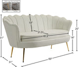 Gardenia Velvet / Engineered Wood / Metal / Foam Contemporary Cream Velvet Loveseat - 60" W x 31" D x 31" H