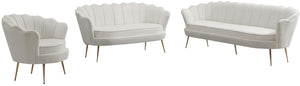 Gardenia Velvet / Engineered Wood / Metal / Foam Contemporary Cream Velvet Loveseat - 60" W x 31" D x 31" H